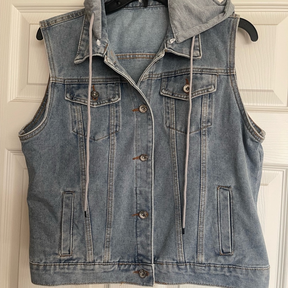 Denim Vest with Hood
